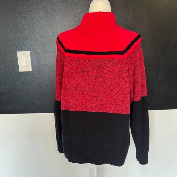 Karen Scott Red & Black Colorblock Turtleneck Sweater PXL - Picture 5 of 8
